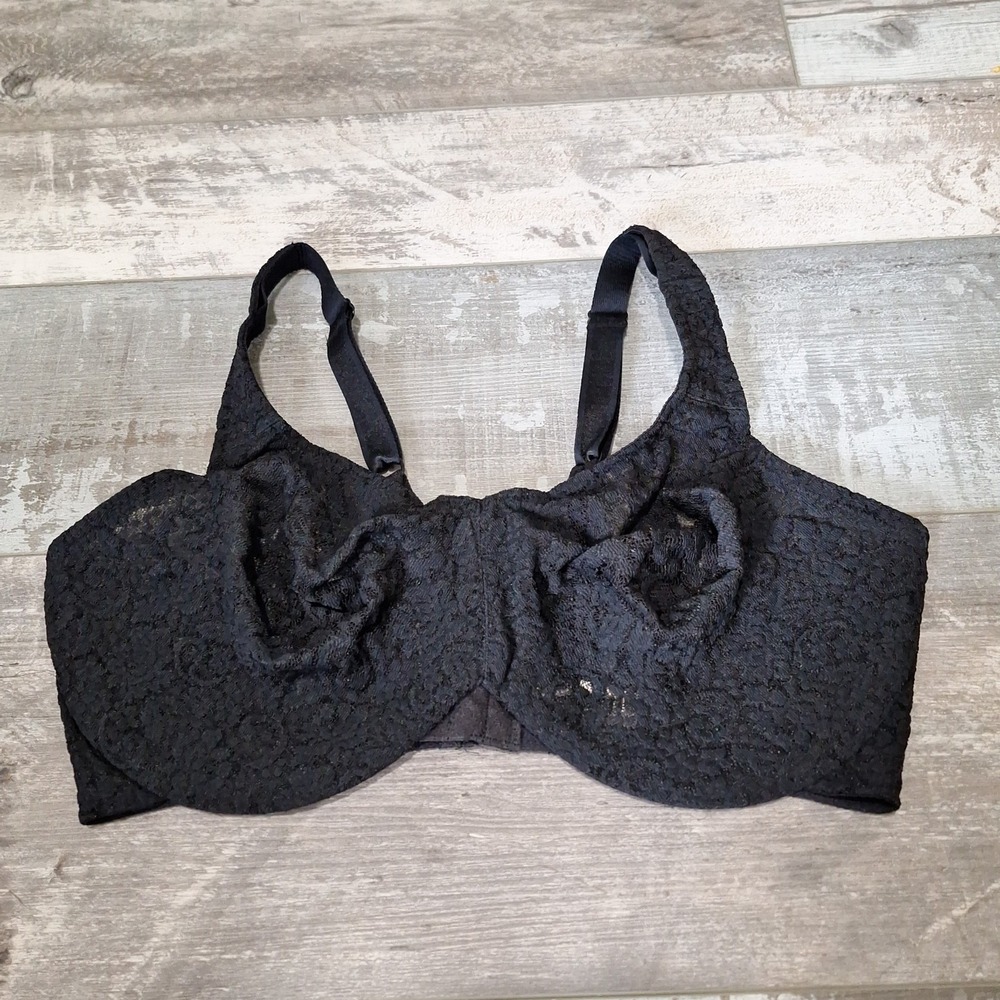 Wacoal 36DD Black Halo Lace Full Figure Underwire Unlined Bra  #65547